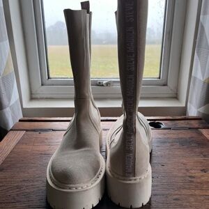 Steve Madden Cream Platform Heeled Boots